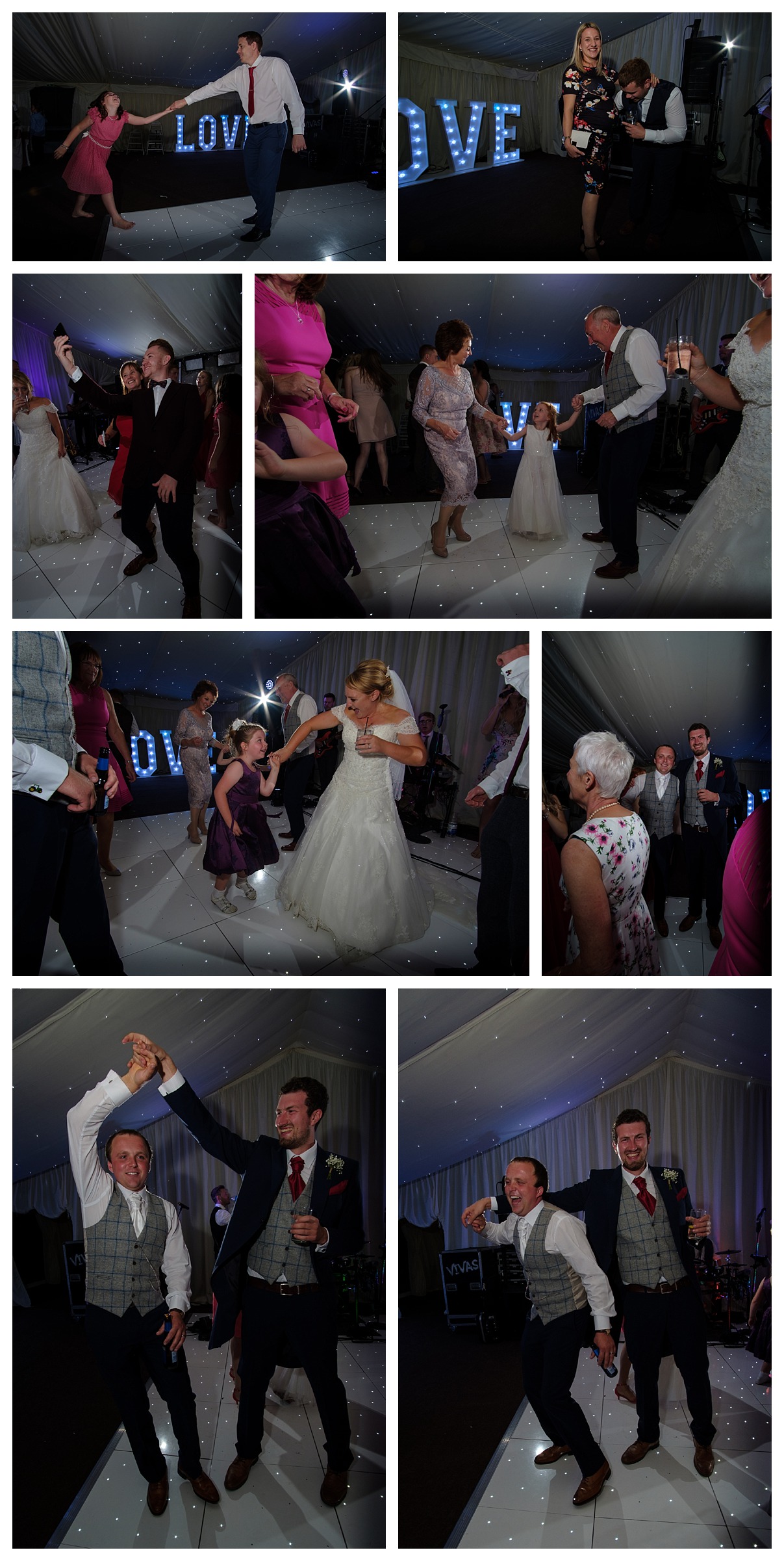 Ringwood Hall wedding marquee dancing and first dance by Sheffield wedding photographer Chris Loneragan